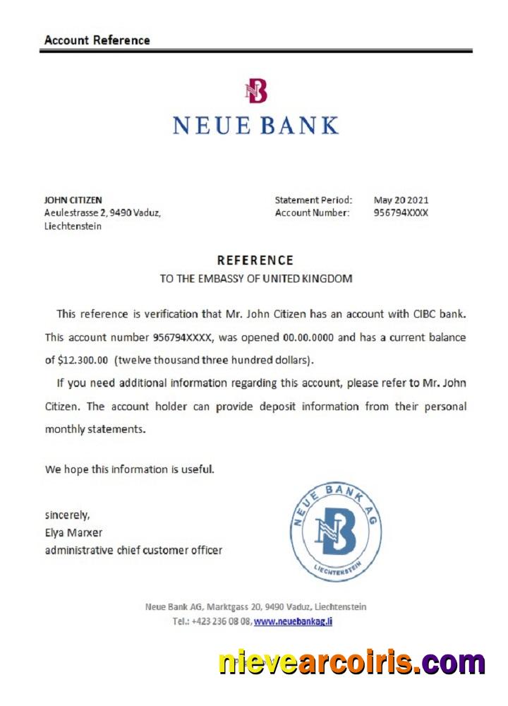 Liechtenstein Neue Bank reference